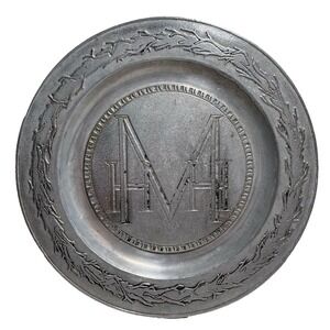 Vintage RWP Wilton MHH or HHM 10 7/8" Armetale Tavern Pewter Plate
